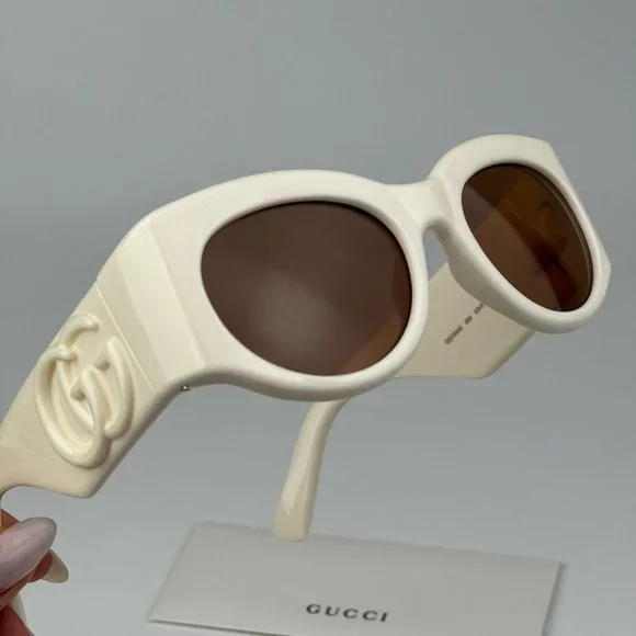 Gucci GG1544S 004 BRAND NEW Sunglasses Ivory Brown Unisex Oval Gucci | Accessories | Brand New Gucci Gg544s 04 Ivory Brown  main image 4